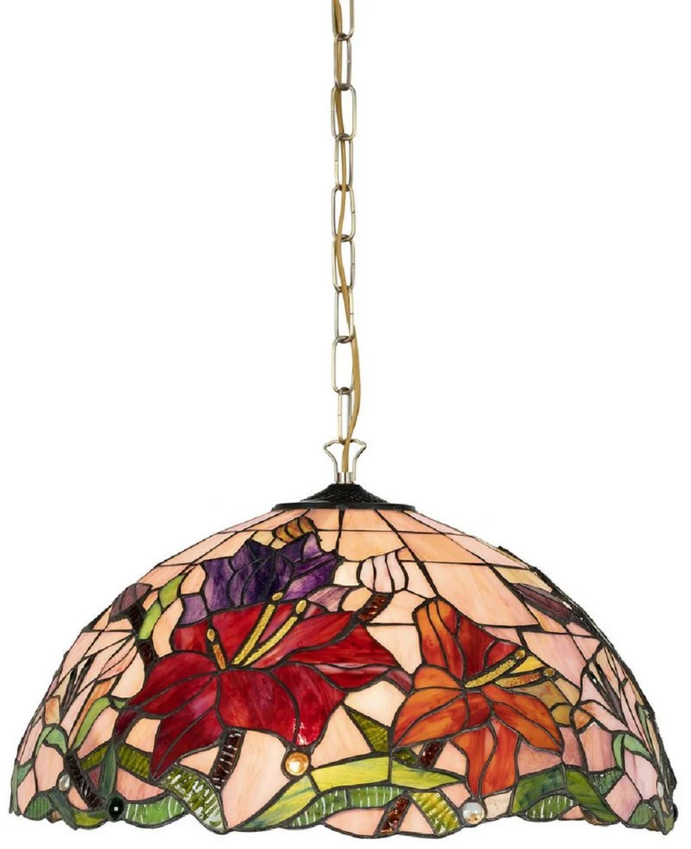 Casa Padrino lámpara colgante Tiffany de lujo multicolor Ø 50 x A. 85 cm - Lámpara colgante Art Deco Tiffany - Lámpara colgante de salón - Lámpara colgante decorativa - Luces Tiffany
