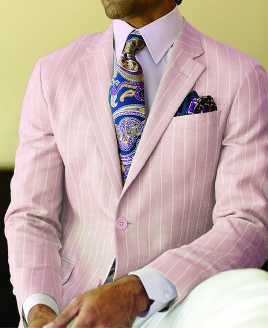 OK Dressy Vertical Stripe Notch Lapel Two Button Blazer