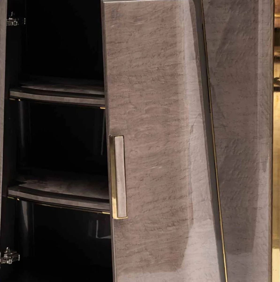 Casa Padrino armario bar de lujo gris / oro 120 x 45,5 x A. 165,5 cm - Armario del vino de madera maciza con 2 puertas - Muebles de bar - Muebles de hotel - Muebles de lujo