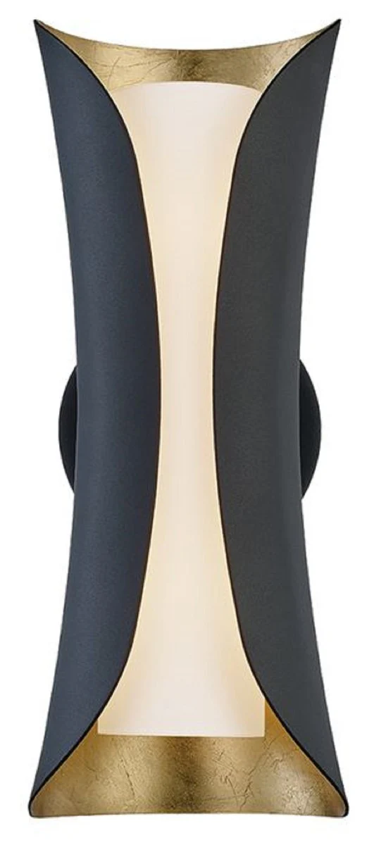 Casa Padrino l¨¢mpara de pared LED de lujo negro / oro / blanco 12,7 x 13,97 x A. 34,29 cm - L¨¢mpara de pared de sal¨®n - L¨¢mpara de pared de hotel - L¨¢mpara de pared de restaurante - Luces de lujo