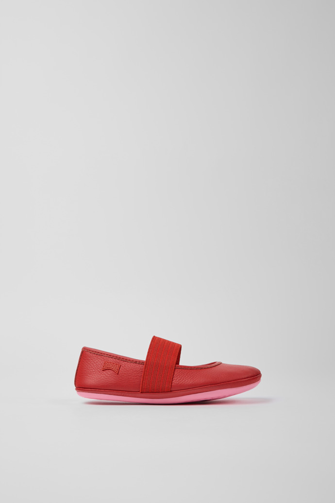 Right Red leather ballerinas for children