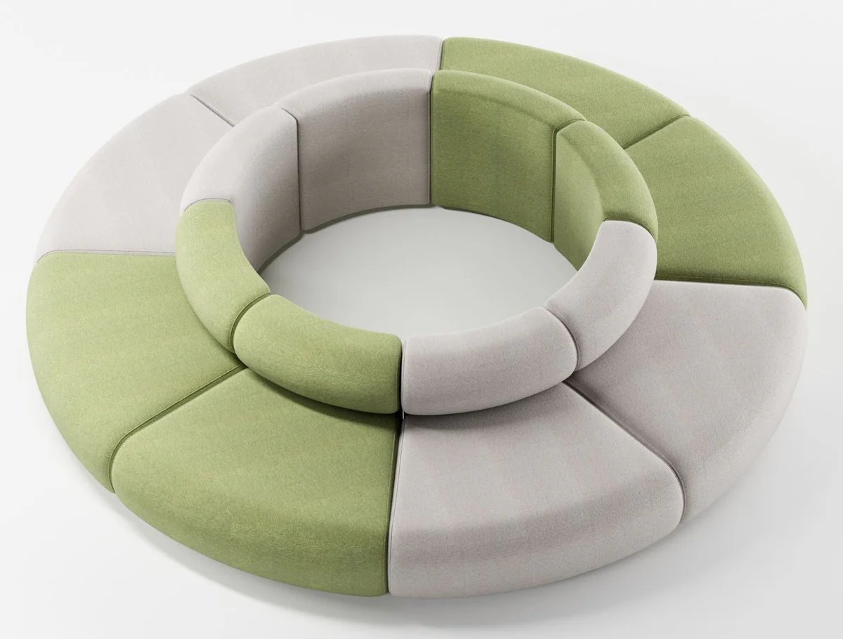 Casa Padrino sof¨¢ de lujo gris / verde ? 340 x A. 72 cm - Sof¨¢ modular redondo - Muebles de lujo