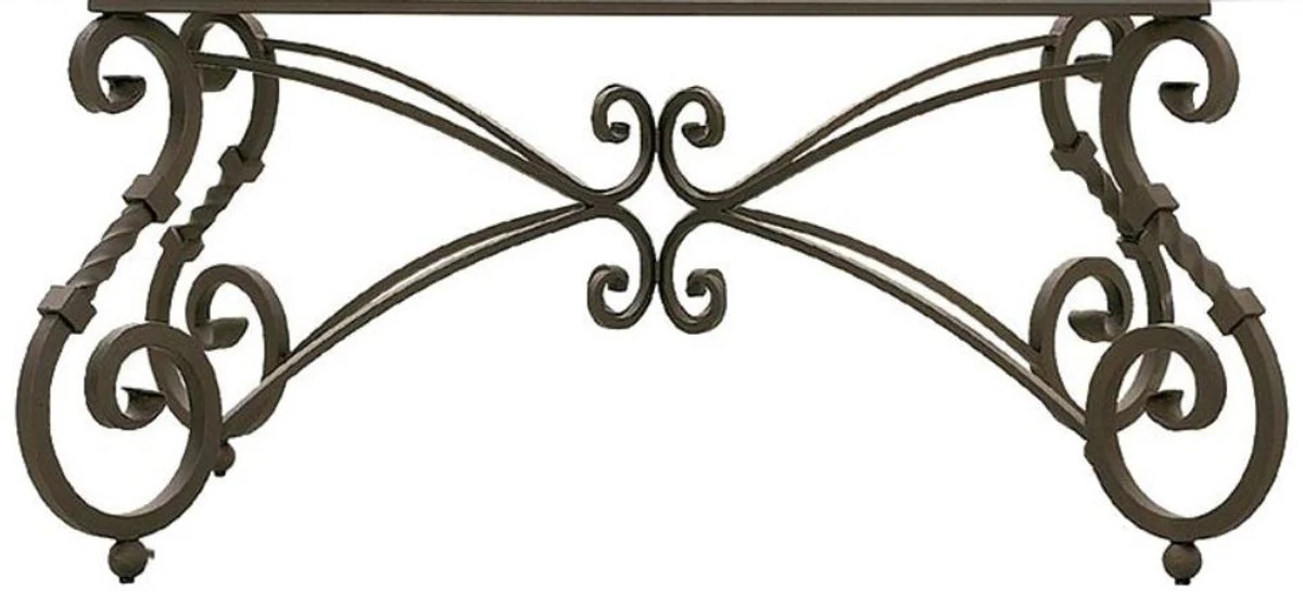 Casa Padrino mesa de comedor barroco de lujo - Mesa de cocina de hierro forjado con tablero de mosaico de piedra natural - Mesa de Jard¨ªn - Mesa de Terraza - Muebles de Sala de Estar Jard¨ªn Patio