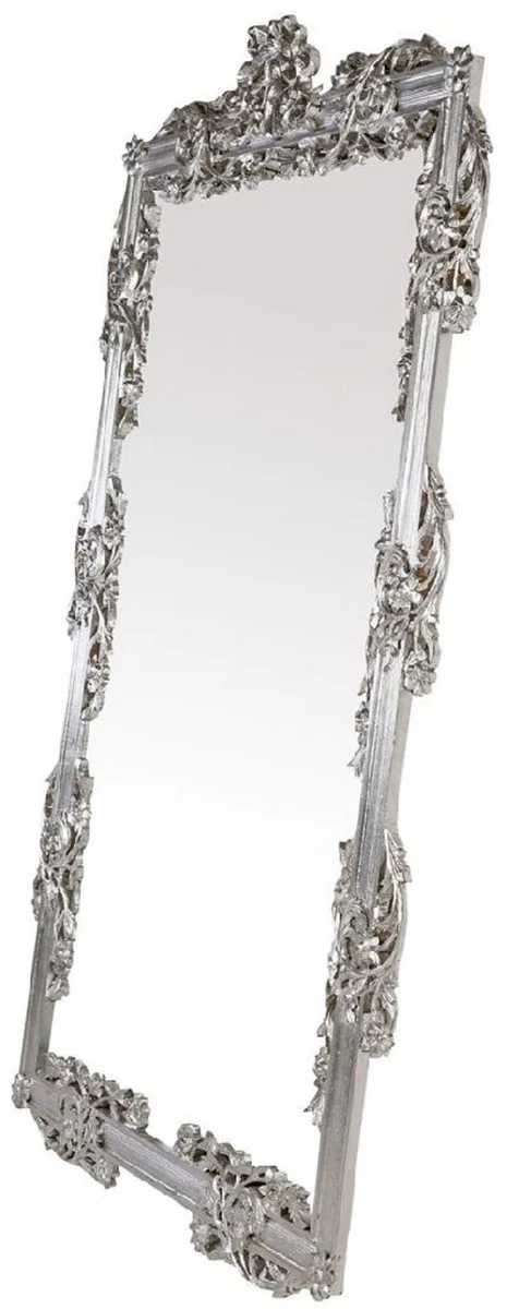 Casa Padrino espejo barroco plata 112 x 6 x A. 224 cm - Magn¨ªfico espejo de pared con decoraciones elegantes - Espejo de guardarropa barroco - Espejo de pared de estilo barroco - Muebles barrocos