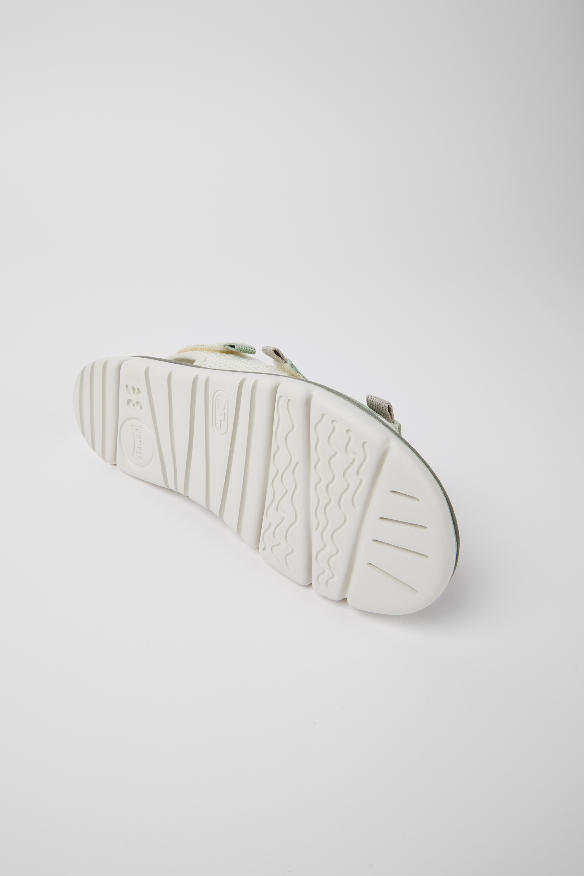 Oruga - White, green, and grey sandals for women