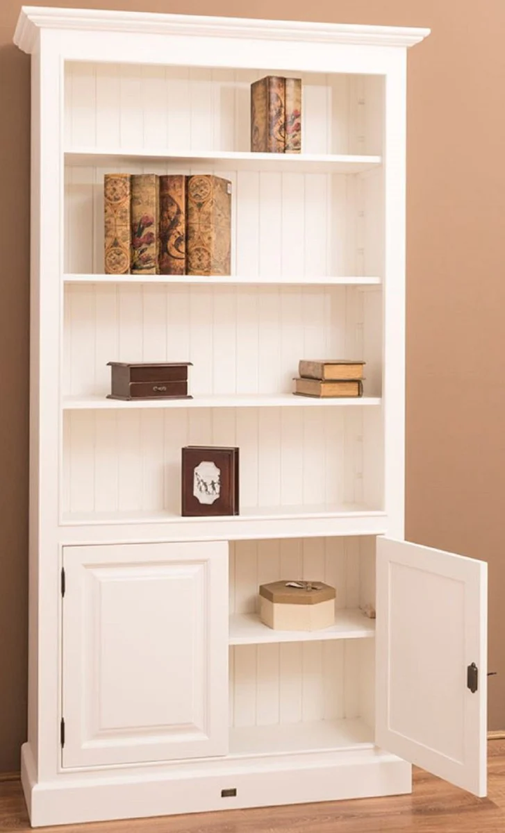 Casa Padrino gabinete de libros / armario estanter¨ªa de estilo campestre blanco 110 x 39 x H. 210 cm - Armario de Sala de Estar con 2 Puertas