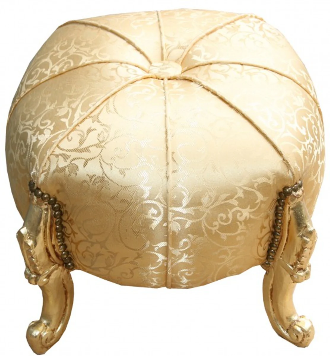 Casa Padrino Baroque Sitzhocker- Round Stool Gold pattern / Gold Baroque Furniture