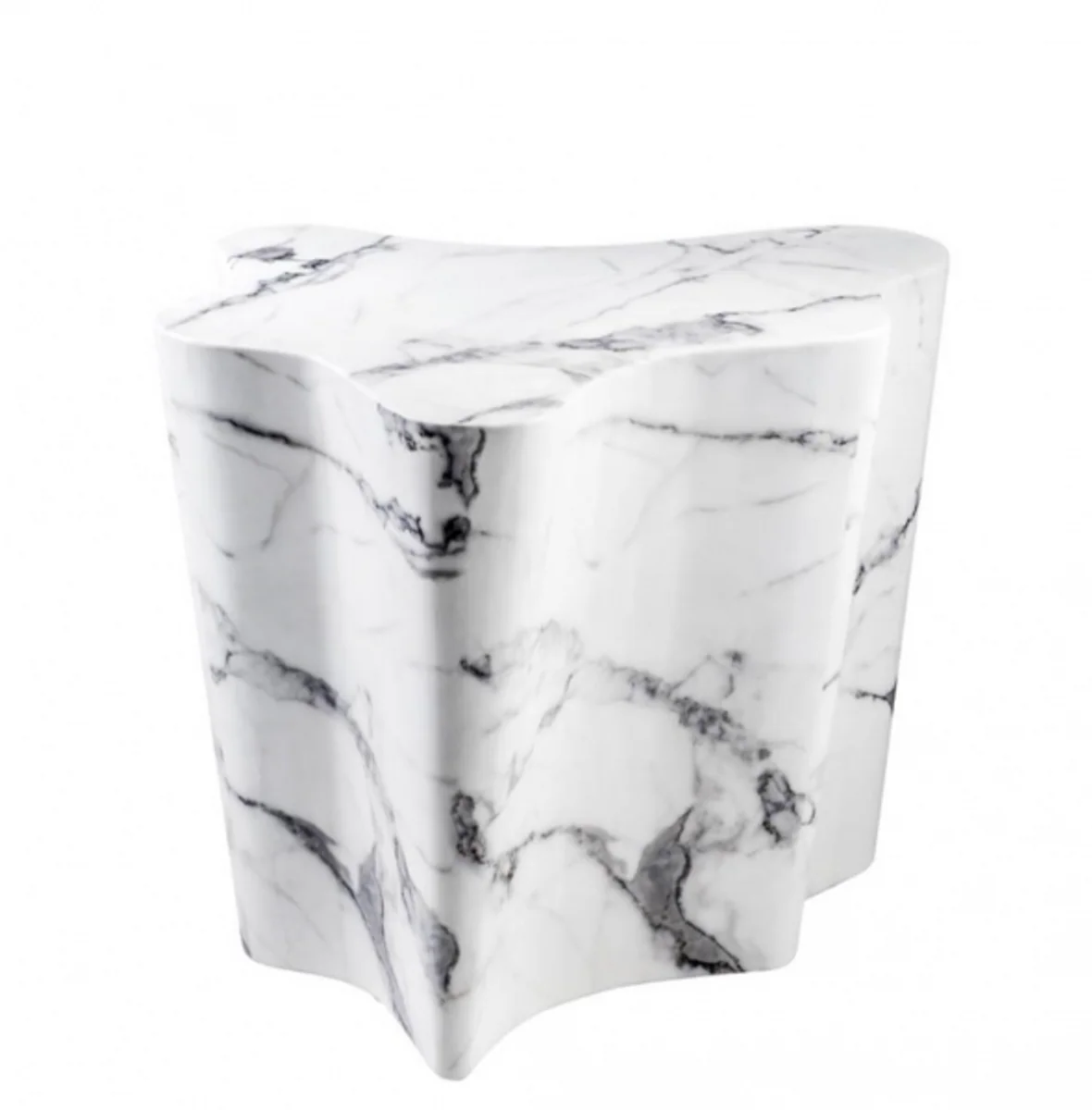 Casa Padrino luxury art deco designer side table white faux marble - Luxury Designer Side Table