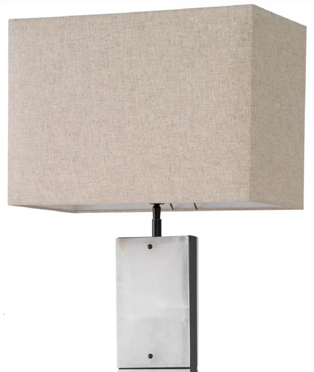 Casa Padrino l¨¢mpara de mesa de lujo alabastro / bronce / beige 50 x 29 x A. 95 cm - L¨¢mpara de escritorio con pantalla rectangular - L¨¢mparas de mesa de lujo - L¨¢mparas de escritorio de lujo