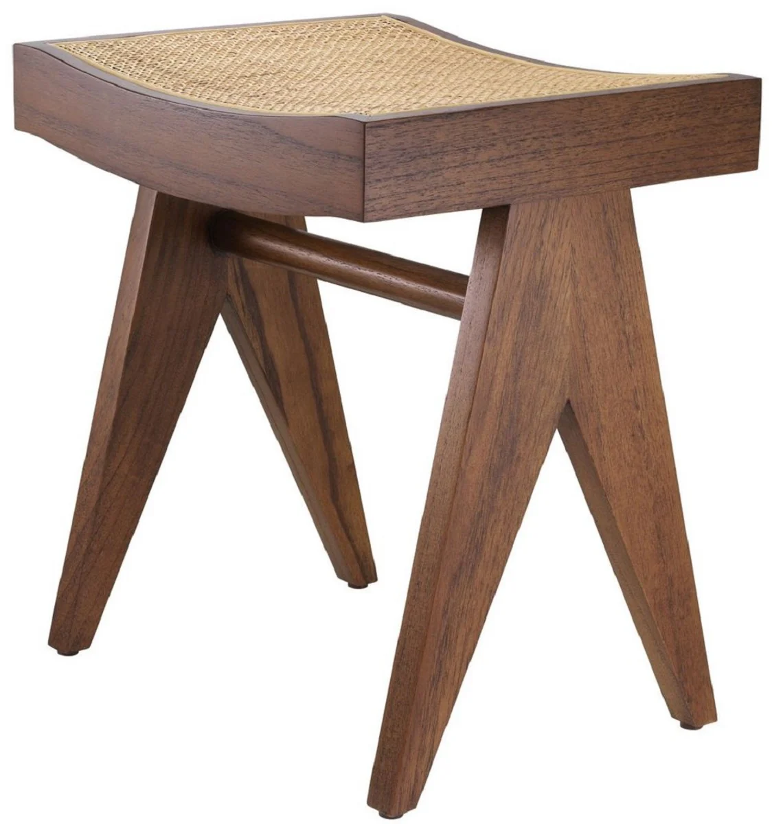 Casa Padrino taburete de lujo marr¨®n / natural 39 x 31,5 x A. 43 cm - Taburete de madera maciza con rat¨¢n tejido a mano - Muebles de Lujo