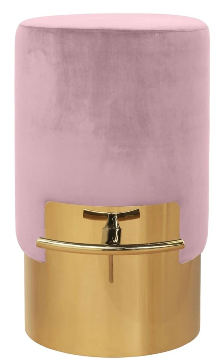 Casa Padrino taburete de bar rosa / oro Ø 46 x H. 76 cm - Muebles Bar