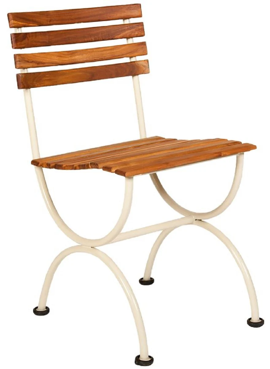 Casa Padrino silla de jardín Art Nouveau de lujo marrón / crema 43 x 42 x A. 79 cm - Silla de jardín y terraza - Muebles de Jardín y Terraza Art Nouveau