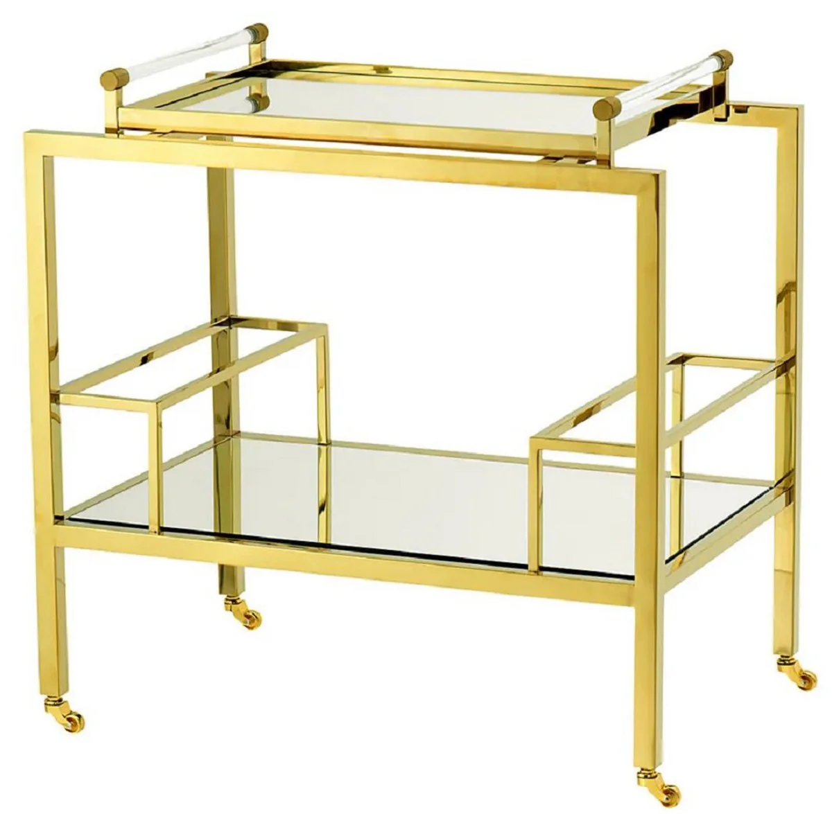 Casa Padrino carrito de lujo oro 72 x 47 x A. 72 cm - Carrito de servicio de acero inoxidable - Accesorios para hoteles y restaurantes - Calidad de lujo
