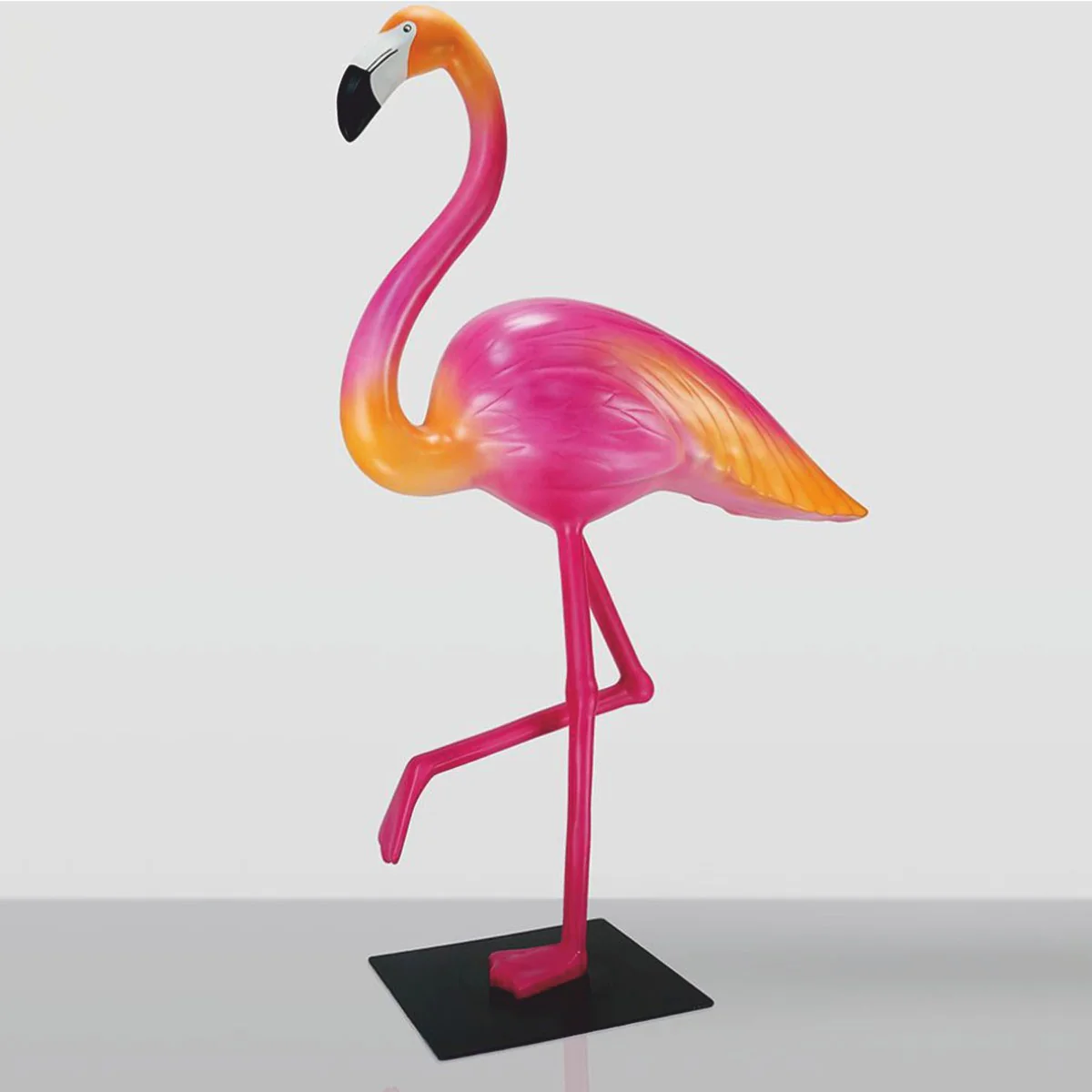 Casa Padrino escultura decorativa XXL flamenco rosa / naranja / negro A. 210 cm - Figura de jard¨ªn
