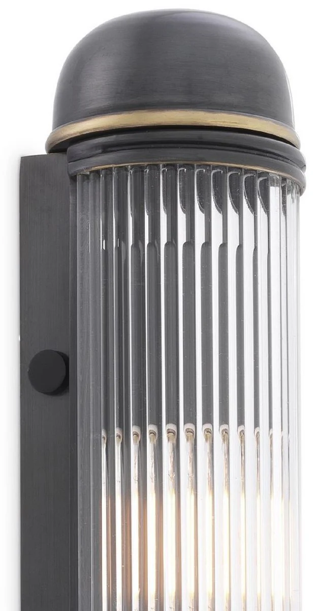 Casa Padrino lámpara de pared de lujo bronce 7 x 7.5 x A. 40 cm - Elegante aplique de metal con pantalla de vidrio - Lámparas de Lujo