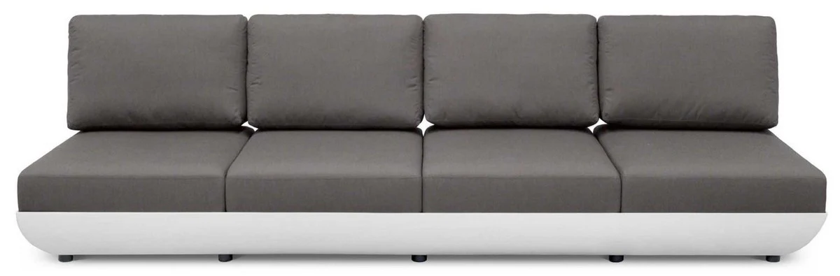 Casa Padrino sofá de jardín de lujo blanco mate / gris oscuro 330 x 95 x A. 90 cm - Sofá de jardín resistente a la intemperie con respaldo ajustable - Muebles de Hotel - Calidad de Lujo