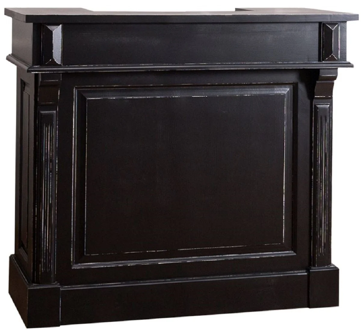Casa Padrino gabinete de bar de madera maciza de estilo campestre con 4 cajones y sostenedor de botella de vino negro antiguo 120 x 51 x H. 107 cm - Muebles de Estilo Campestre