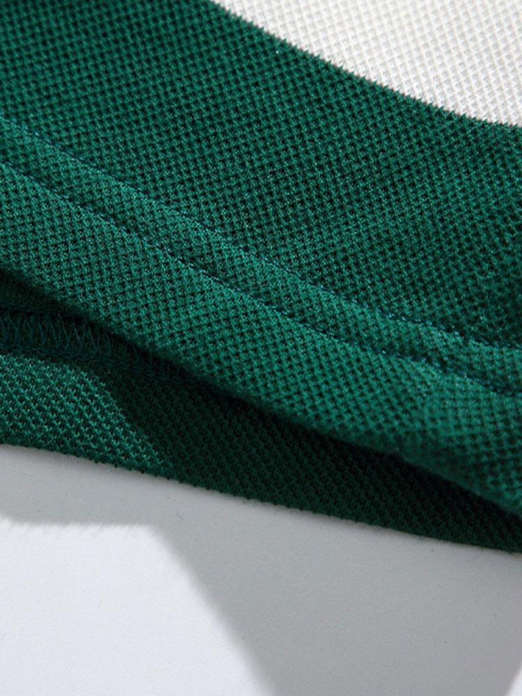 Relax Fit Waffle Wide Striped Polo Sweatshirt