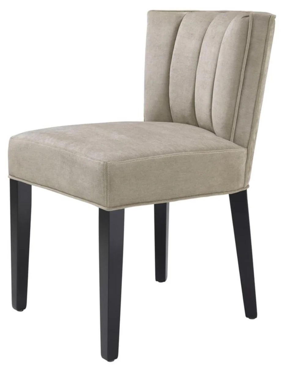 Casa Padrino silla de comedor de lujo greige / negro 51 x 62 x H. 82 cm - Muebles de Lujo para el Comedor