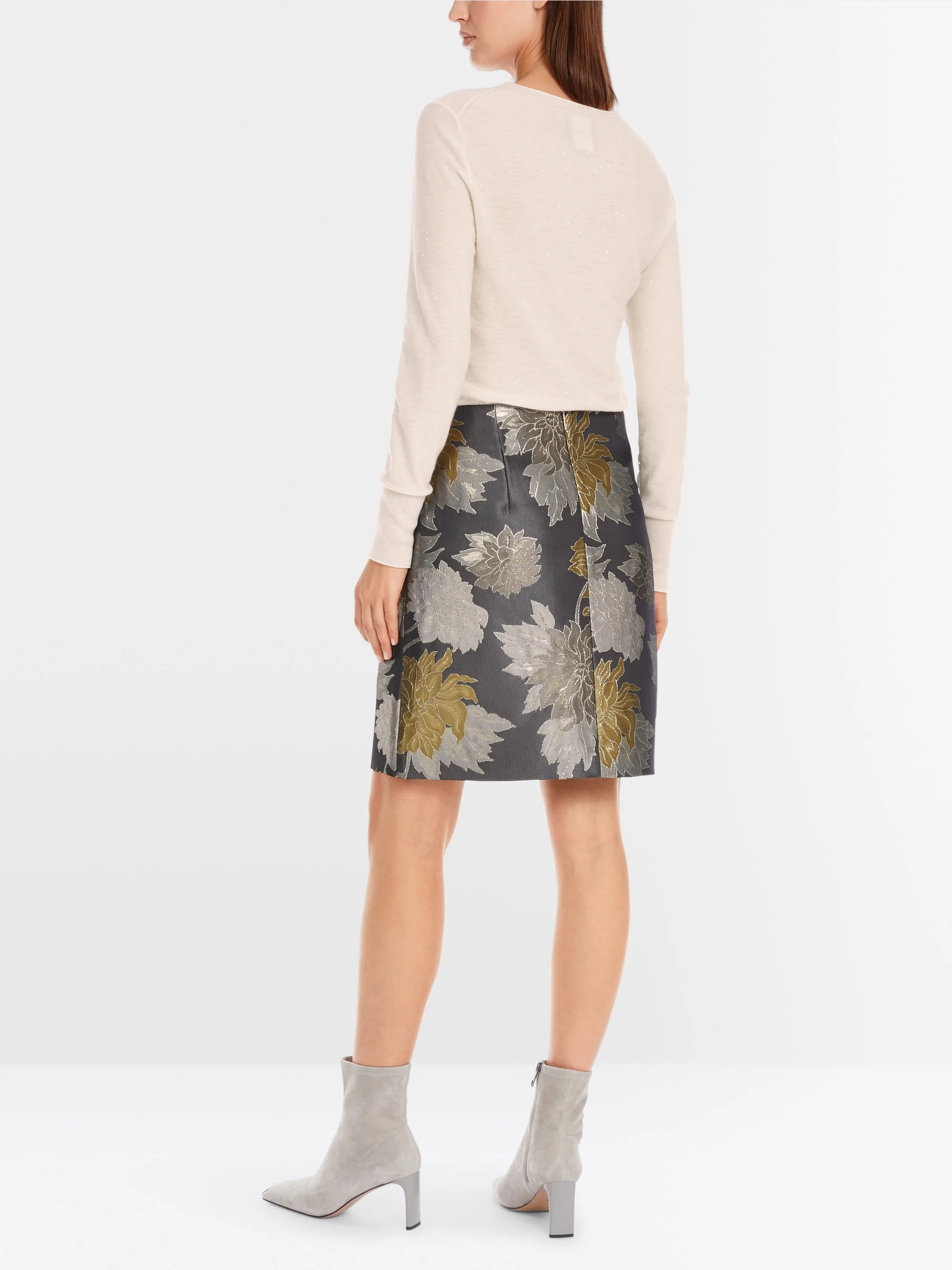 Marc-Cain Floral mini skirt in shiny jacquard
