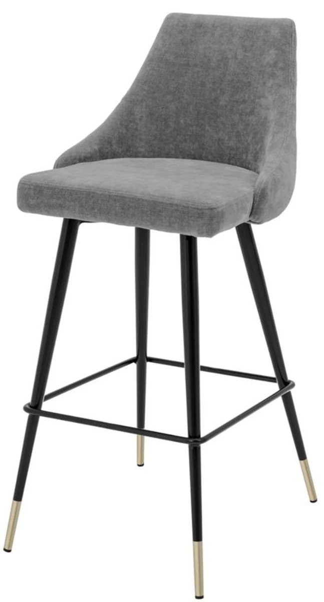 Casa Padrino luxury bar chair gray / black 47 x 52 x H. 101 cm - Luxury Bar Furniture