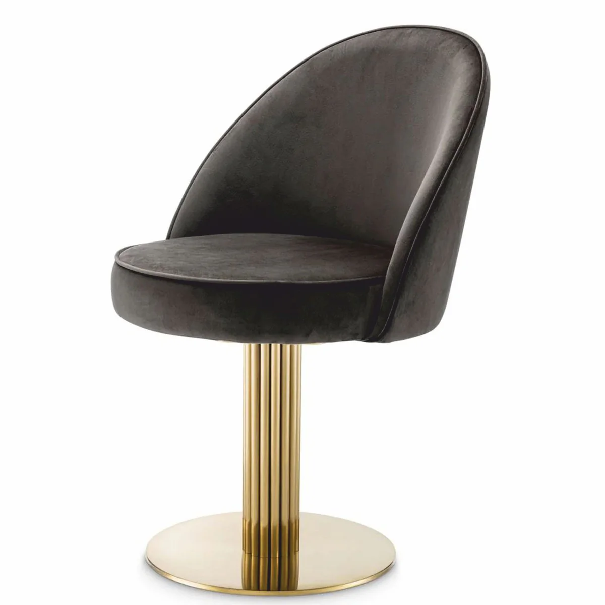 Casa Padrino Silla de Comedor de Lujo Gris / Latón - Al. 85 cm - Silla Giratoria - Muebles de Comedor