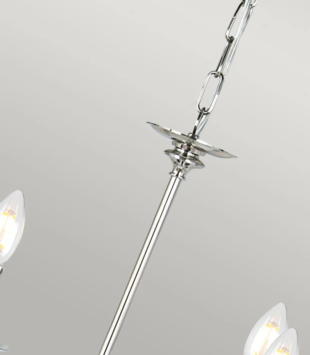 Casa Padrino lámpara de araña de cristal Art Nouveau plata Ø 71 x A. 51 cm - Lámpara de araña de metal redonda - Lámpara de Araña de Salón Barroco y Art Nouveau - Lámparas Barrocos y Art Nouveau