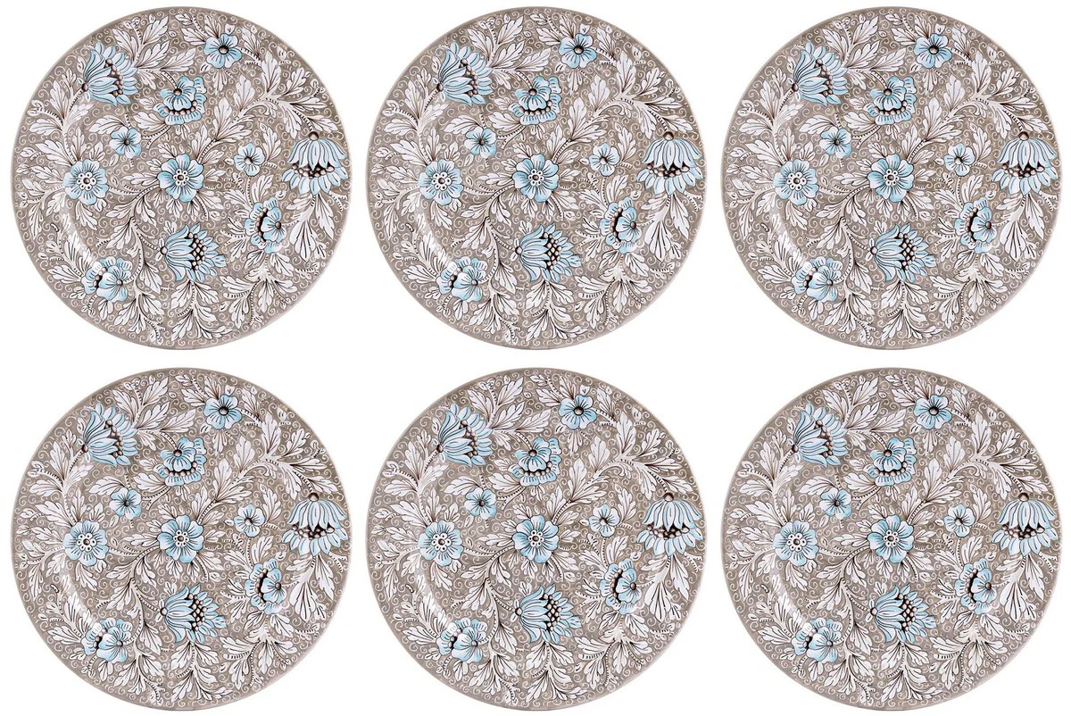 Casa Padrino conjunto de 6 platos de cer¨¢mica de lujo marr¨®n ? 32 cm - Hecho en Italia