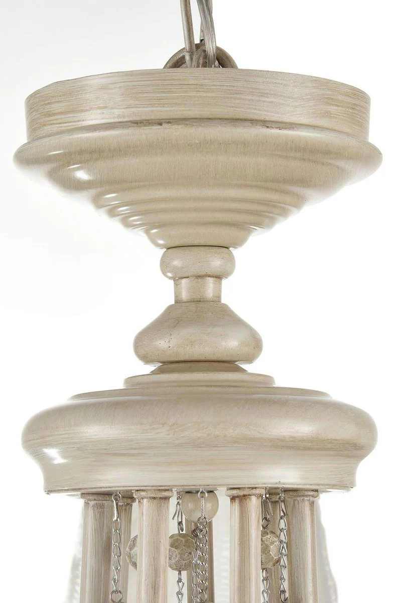 Casa Padrino Baroque Crystal Chandelier 7 Flames Beige Ø 87 x H. 59 cm - Baroque Style Furniture