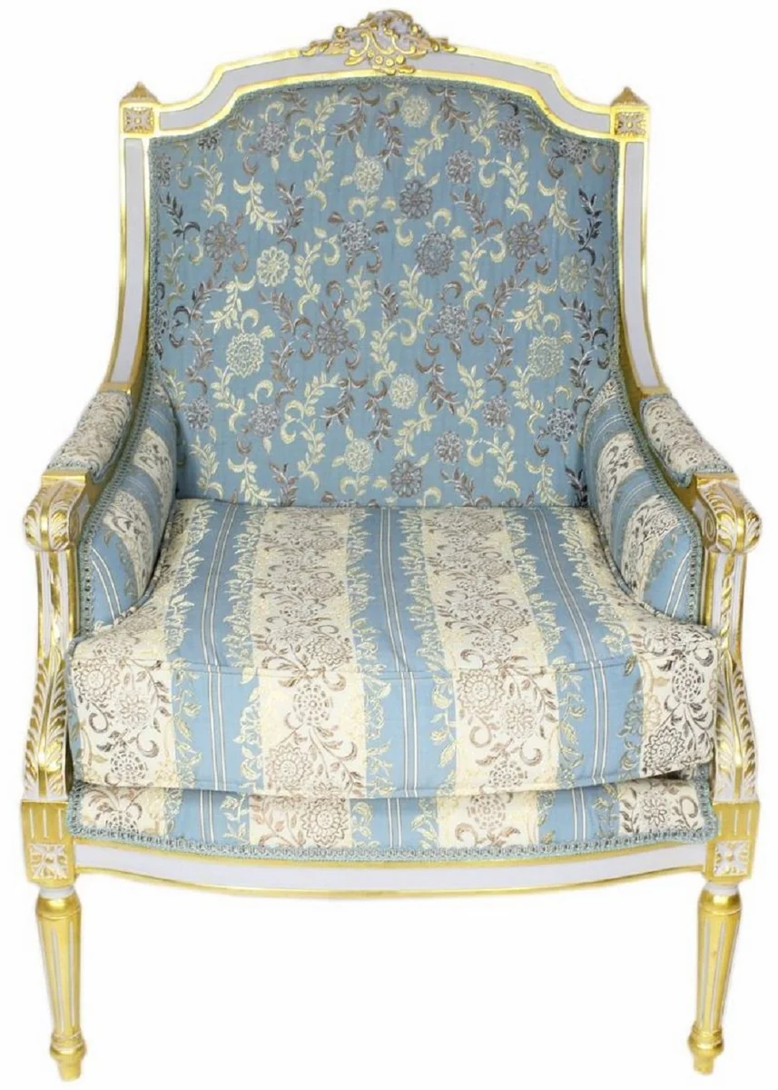 Casa Padrino sill¨®n de sal¨®n trono barroco con elegante dise?o turquesa / crema / blanco / oro 70 x 70 x A. 100 cm - Muebles Barrocos