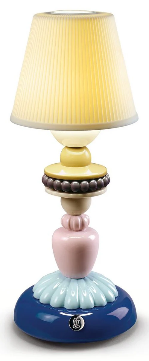 Casa Padrino Luxury Table Lamp Blue / Multicolored Ø 12 x H. 30 cm - Porcelain LED Table Light