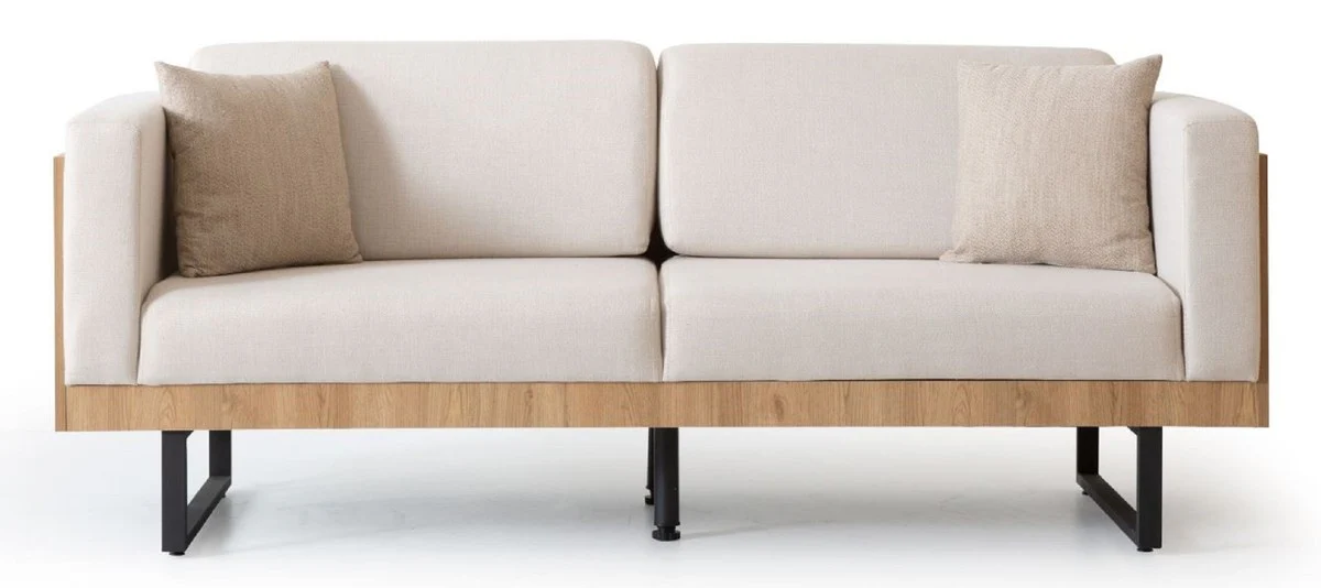 Casa Padrino sof¨¢ de lujo de 3 plazas crema / marr¨®n / negro 200 x 80 x A. 80 cm - Sof¨¢ de sal¨®n - Muebles de sal¨®n - Muebles de lujo - Interiores de sal¨®n - Interiores de lujo