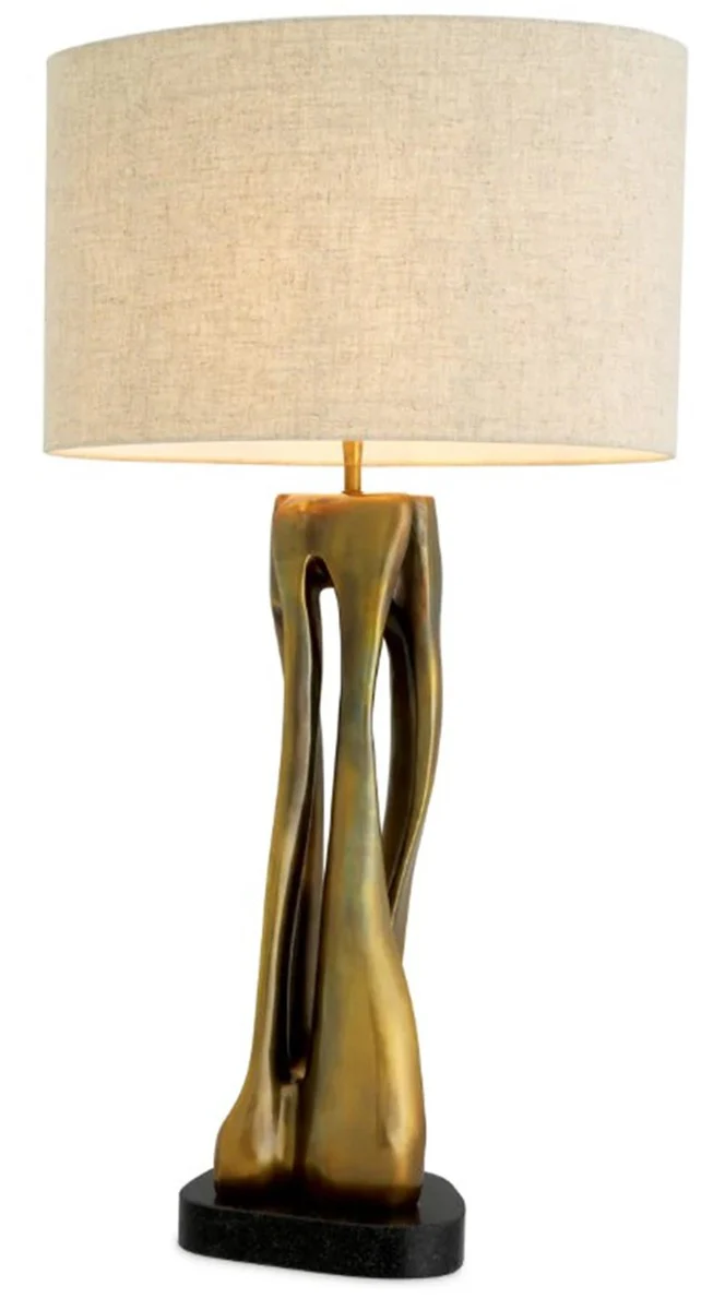 Casa Padrino l¨¢mpara de mesa de lujo con apariencia de lat¨®n vintage / base de granito negro L. 22 cm x A. 89,5 cm