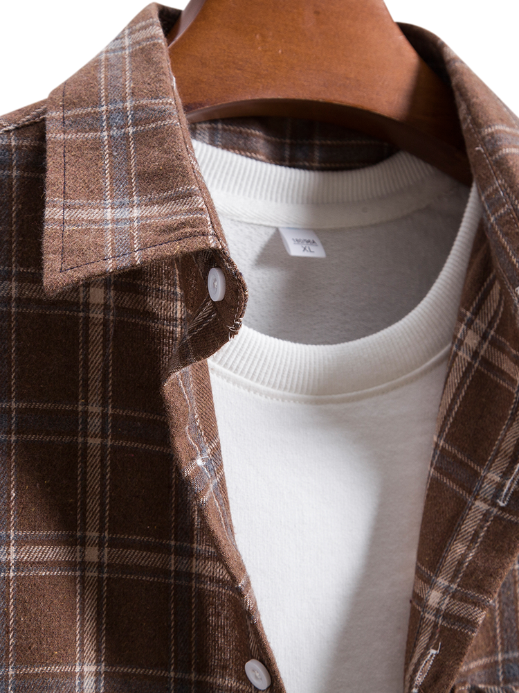 Long Sleeve Plaid Shirt With Pocket