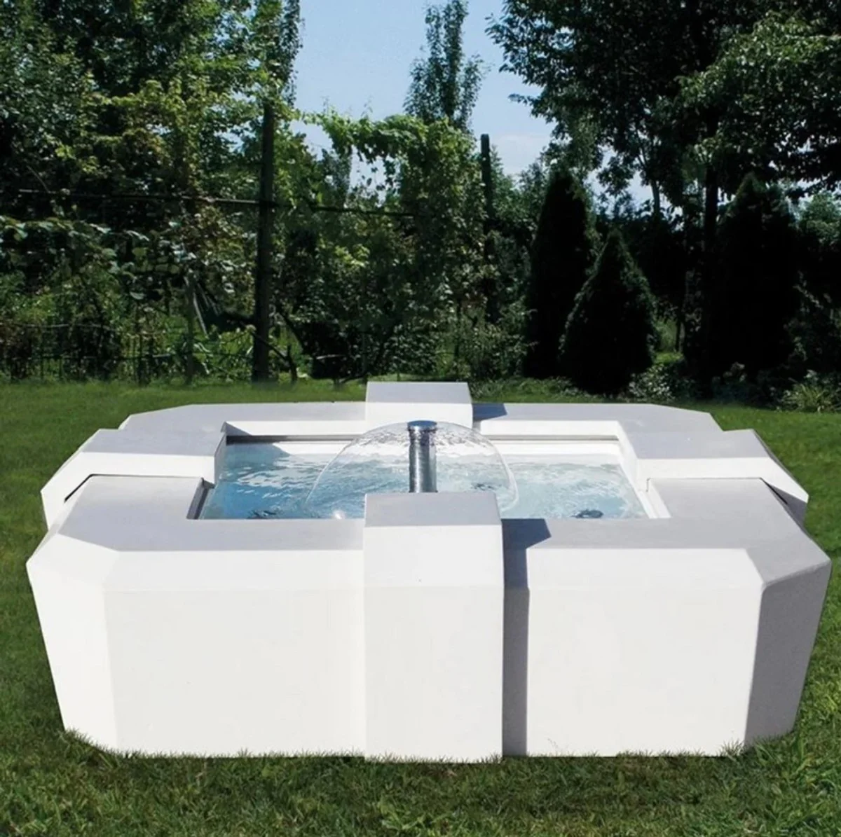 Casa Padrino fuente de lujo blanco 130 cm - Fuente de jard¨ªn cuadrada