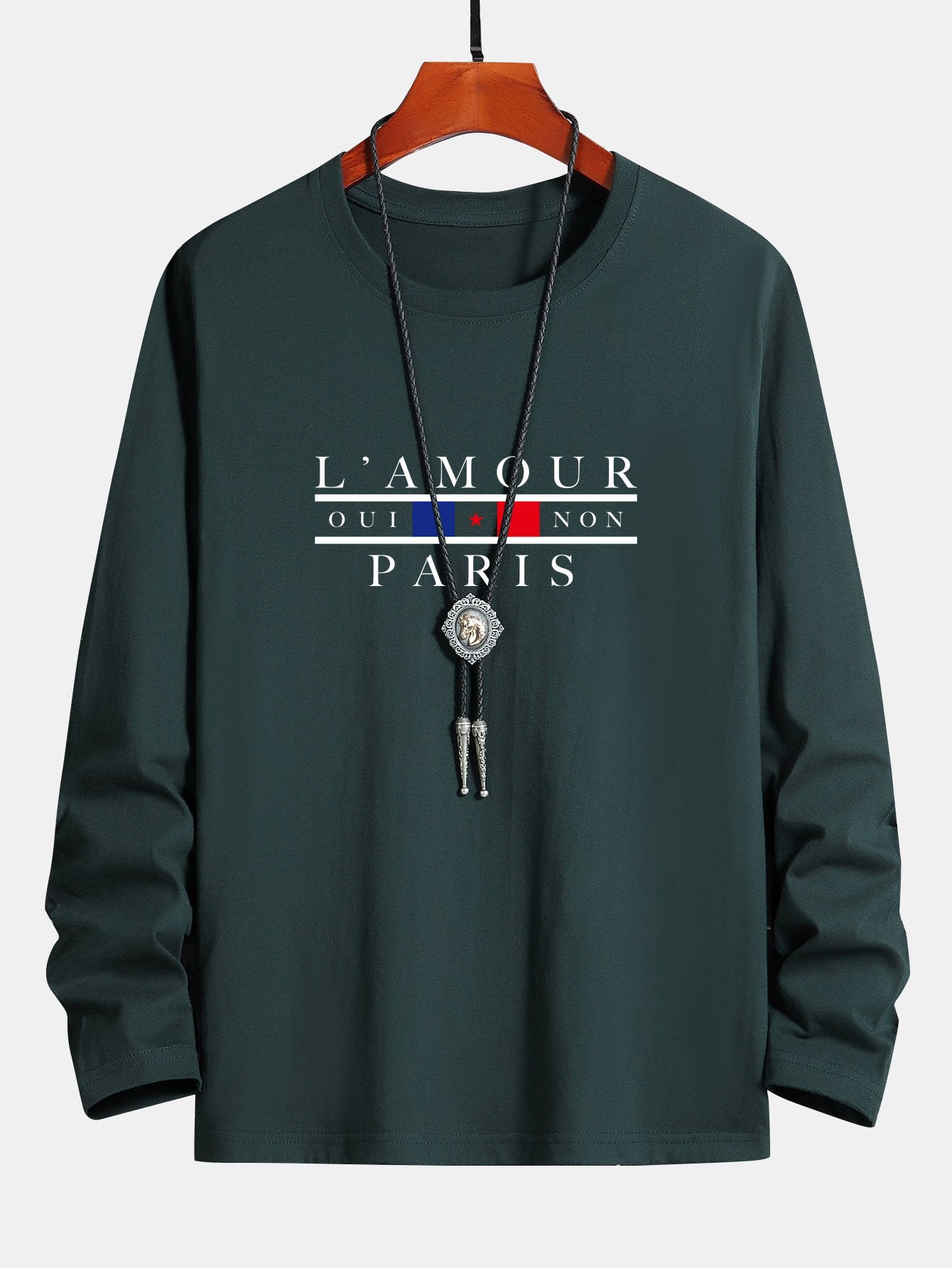 Long Sleeve Paris Slogan Print Cotton T-Shirt
