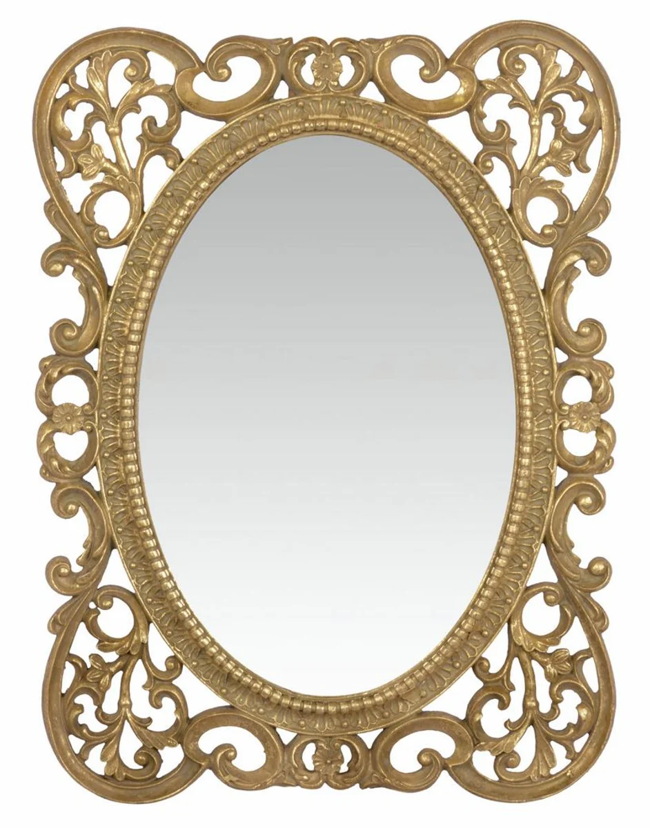 Casa Padrino espejo de pared de poliresina estilo barroco oro 29,1 x H. 39,1 cm - Muebles Barrocos