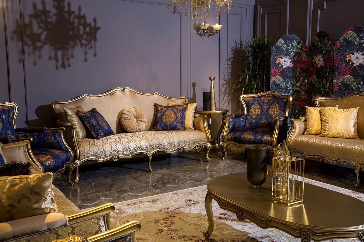 Casa Padrino separador de ambientes barroco de lujo multicolor - Separador de ambientes plegable de madera maciza en estilo barroco - Muebles Barrocos para Dormitorios y Hoteles