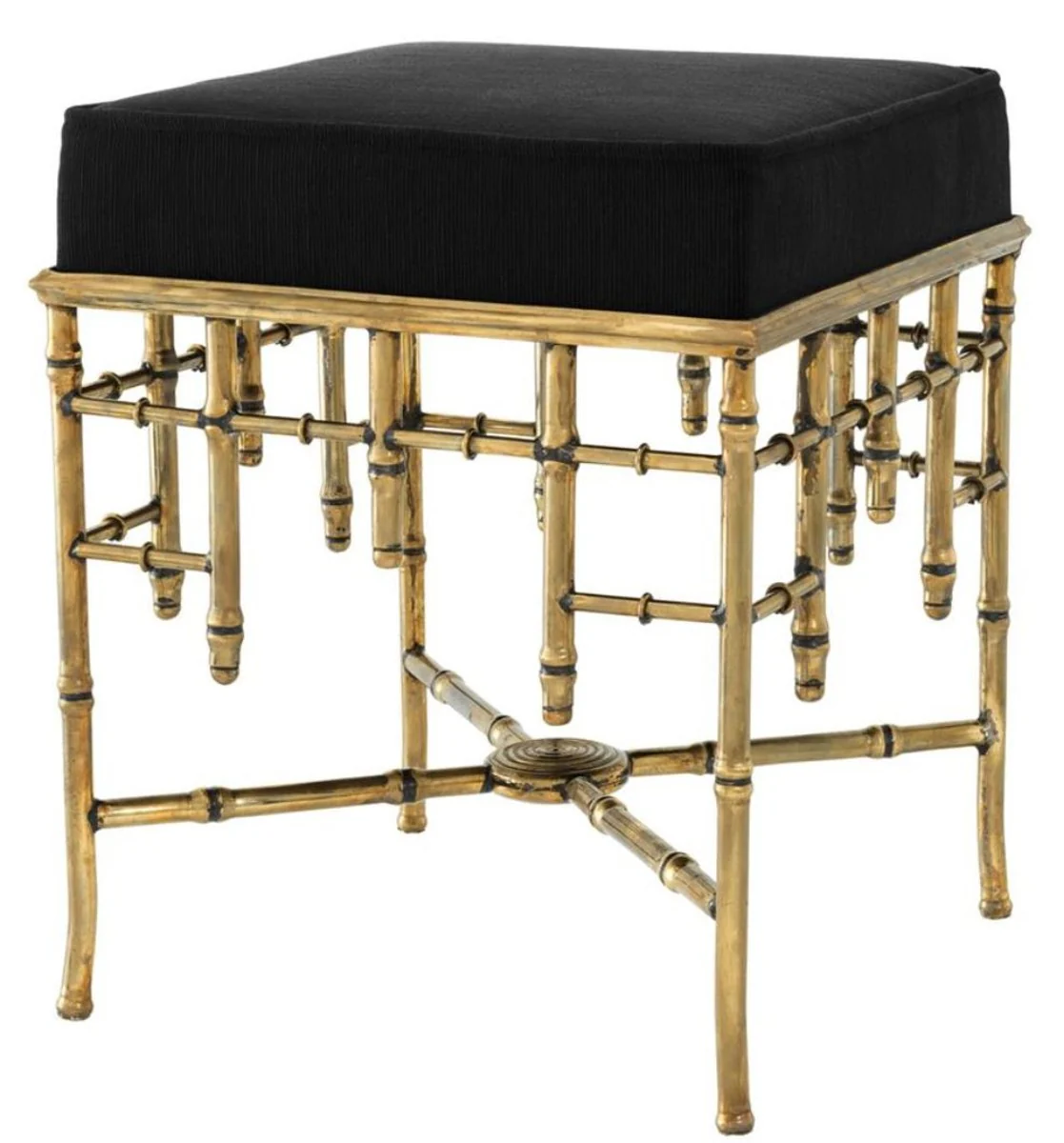 Casa Padrino taburete de dise?o vintage lat¨®n / negro 40 x 40 x H. 48,5 cm - taburete de asiento de lujo
