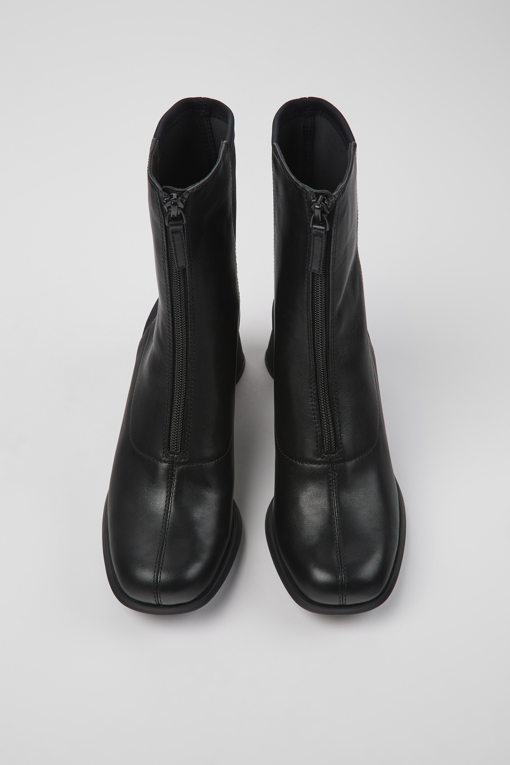 Kiara - Black leather and recycled PET boots for women