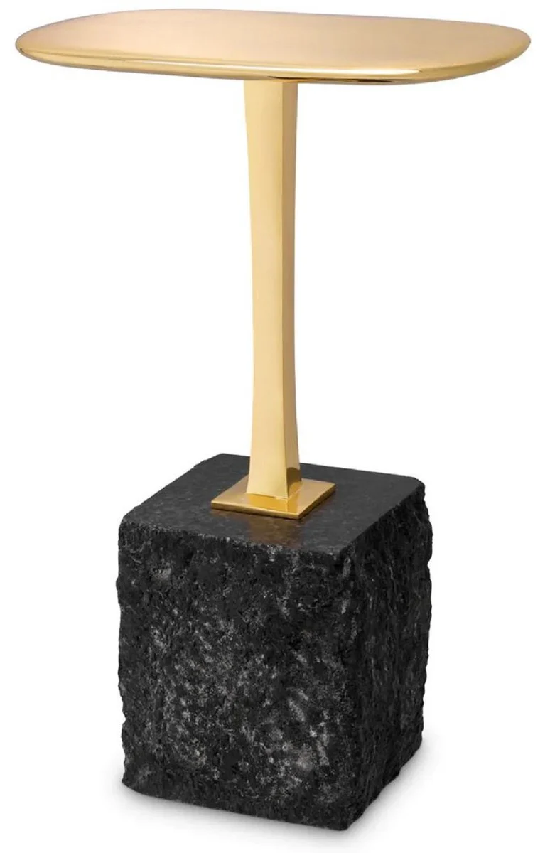 Casa Padrino mesa auxiliar de lujo lat¨®n / negro 35 x 25 x A. 54,5 cm - Mesa de lat¨®n con base de granito - Muebles de lujo - Muebles de sal¨®n - Interiores de sal¨®n de lujo