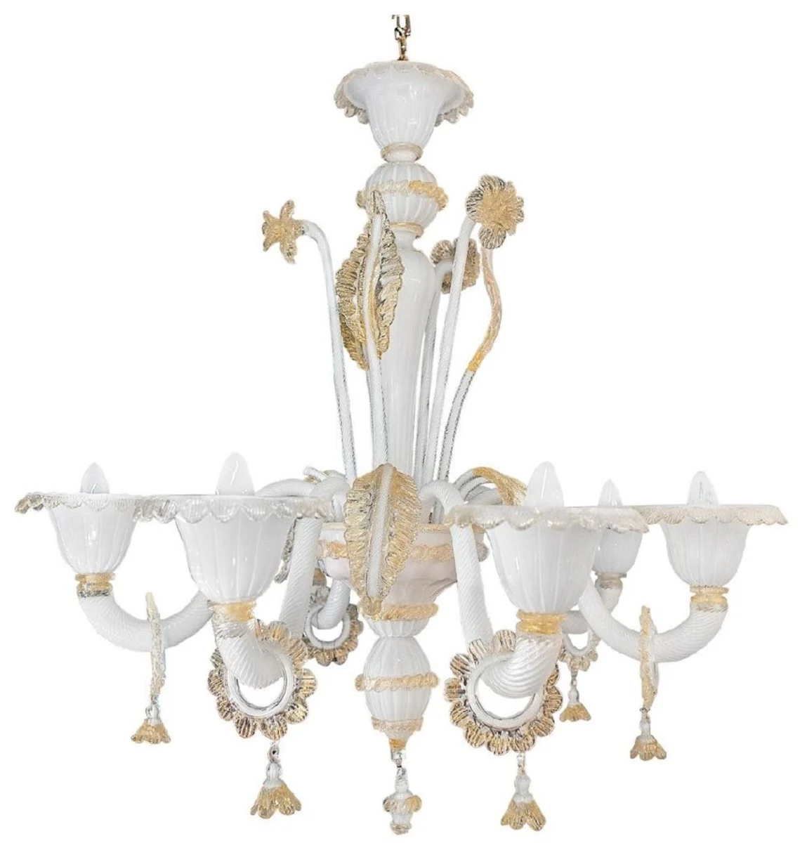 Casa Padrino araña de luces barroco de lujo blanco Ø 85 cm - Magnífico lámpara de araña de salón en estilo barroco - Lámpara de araña de hotel - Luces barrocos