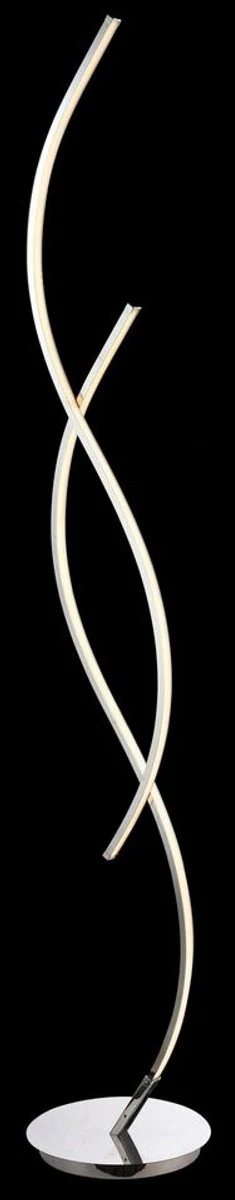 Casa Padrino Living Room LED Floor Lamp Silver Ø 25 x H. 145 cm - Designer Furniture