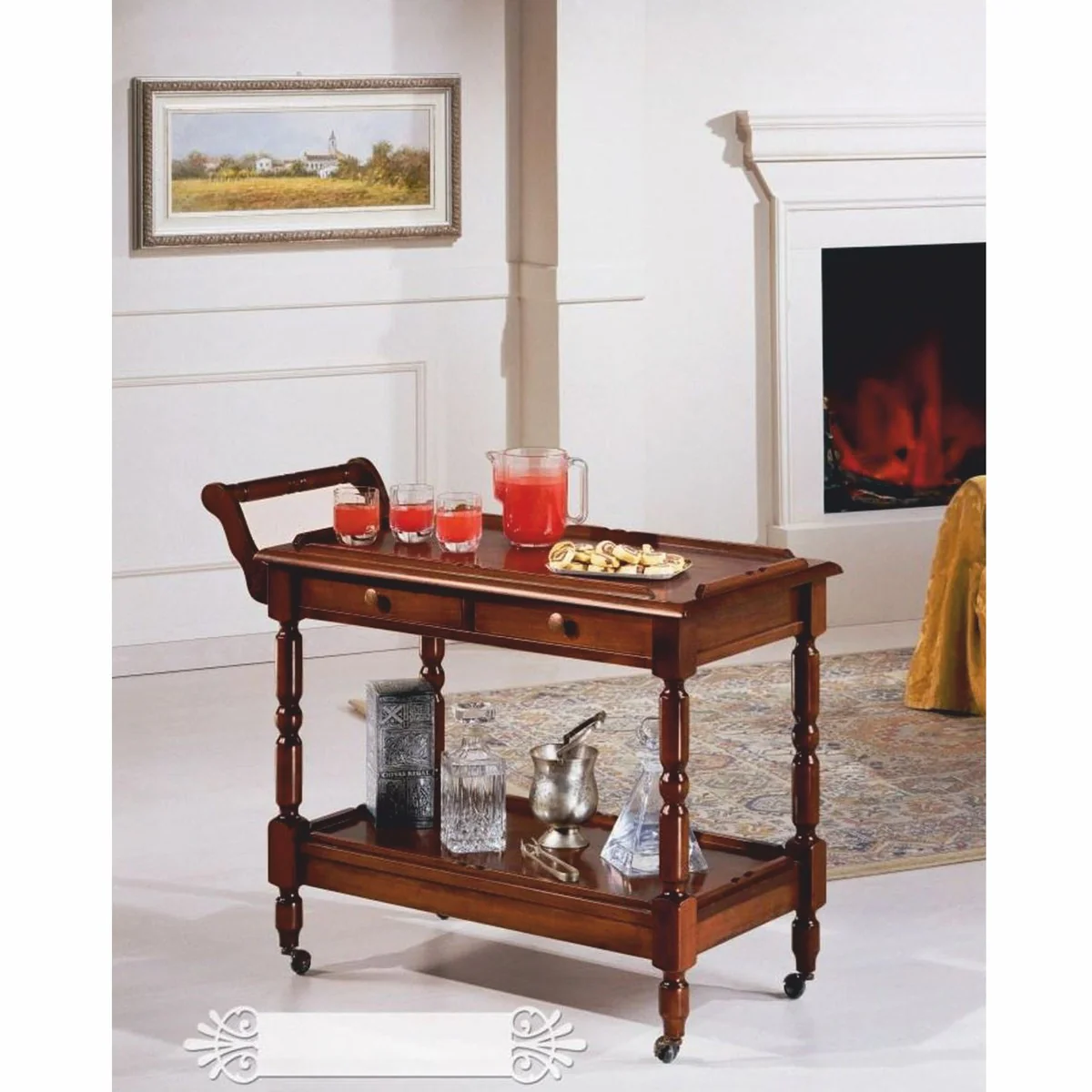 Casa Padrino carrito de servicio barroco de lujo marr¨®n 97 cm - Hecho en Italia