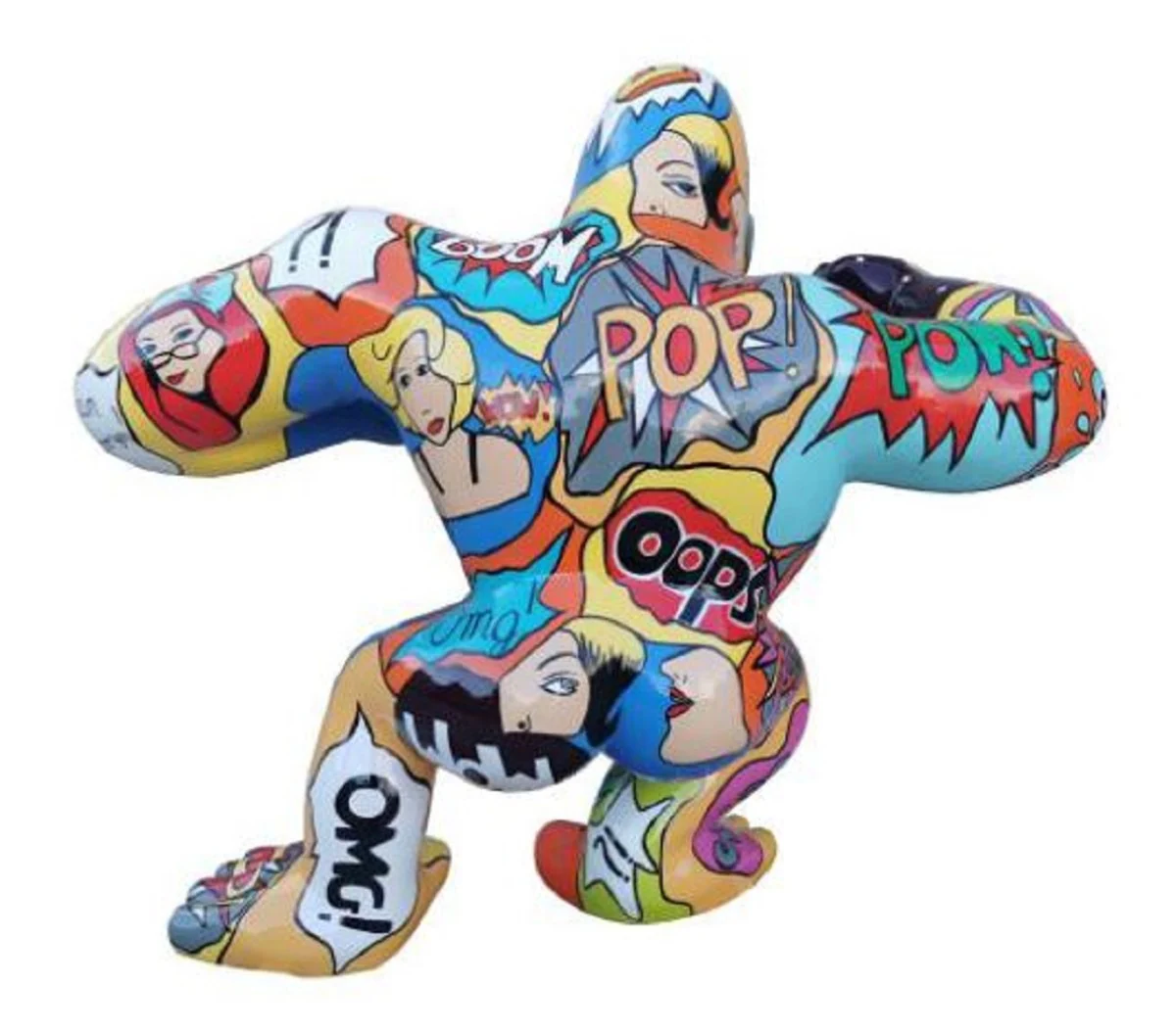 Casa Padrino escultura decorativa de diseño mono gorila colorido 80 x 40 x A. 70 cm - Figura decorativa resistente a la intemperie - Decoración Salón Terraza Jardín