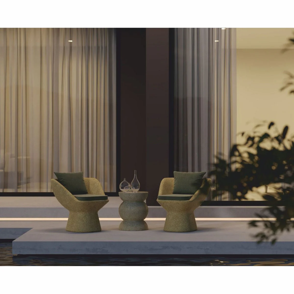 Casa Padrino sill¨®n de lujo amarillo / verde - Sill¨®n de hormig¨®n resistente a la intemperie