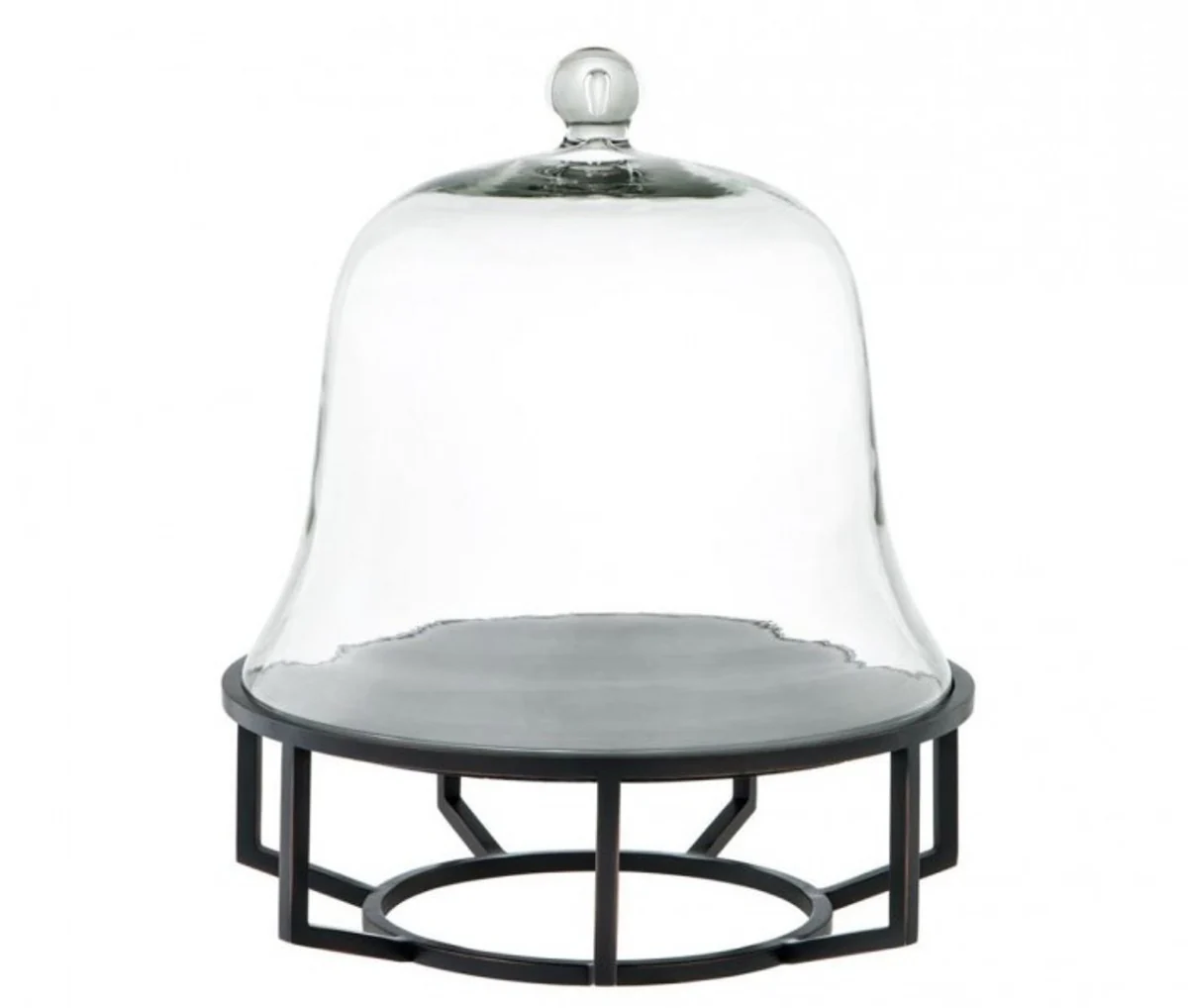 Casa Padrino luxury art deco cake bell bronze with black granite and glass lid - Cake Stand