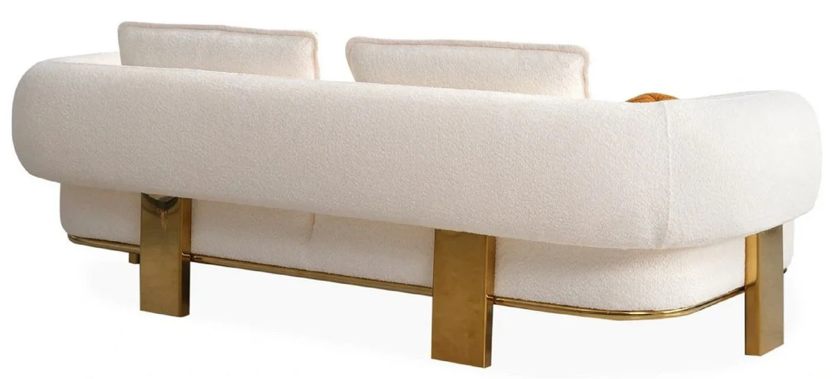 Casa Padrino sof¨¢ de lujo blanco / lat¨®n 250 x 100 x A. 75 cm - Sof¨¢ de sal¨®n - Sof¨¢ de hotel - Muebles de sal¨®n - Muebles de hotel - Interiores de lujo