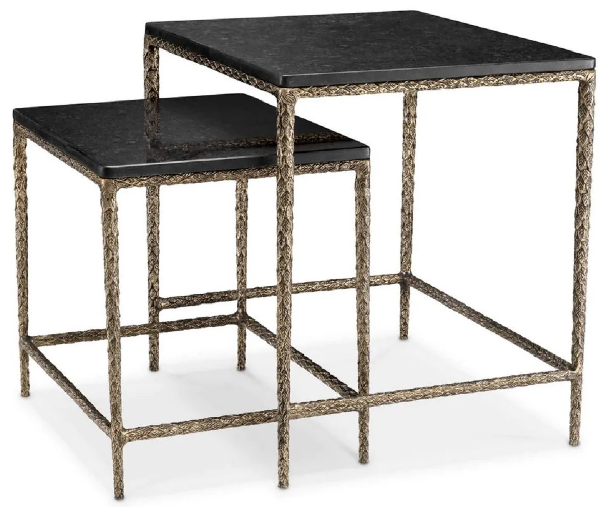 Casa Padrino conjunto de mesa auxiliar de lujo lat¨®n vintage / negro - Muebles de sal¨®n y hoteles de lujo