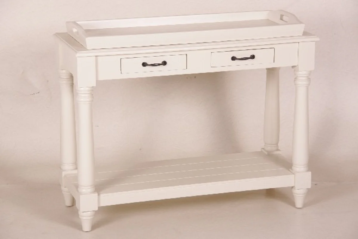 Casa Padrino country-style white console table with removable tray - Shabby Chic Furniture